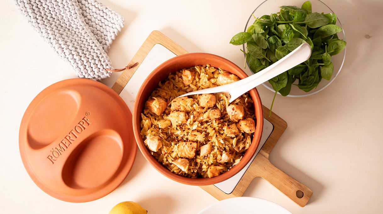 Kritharaki mit Lachs & Spinat