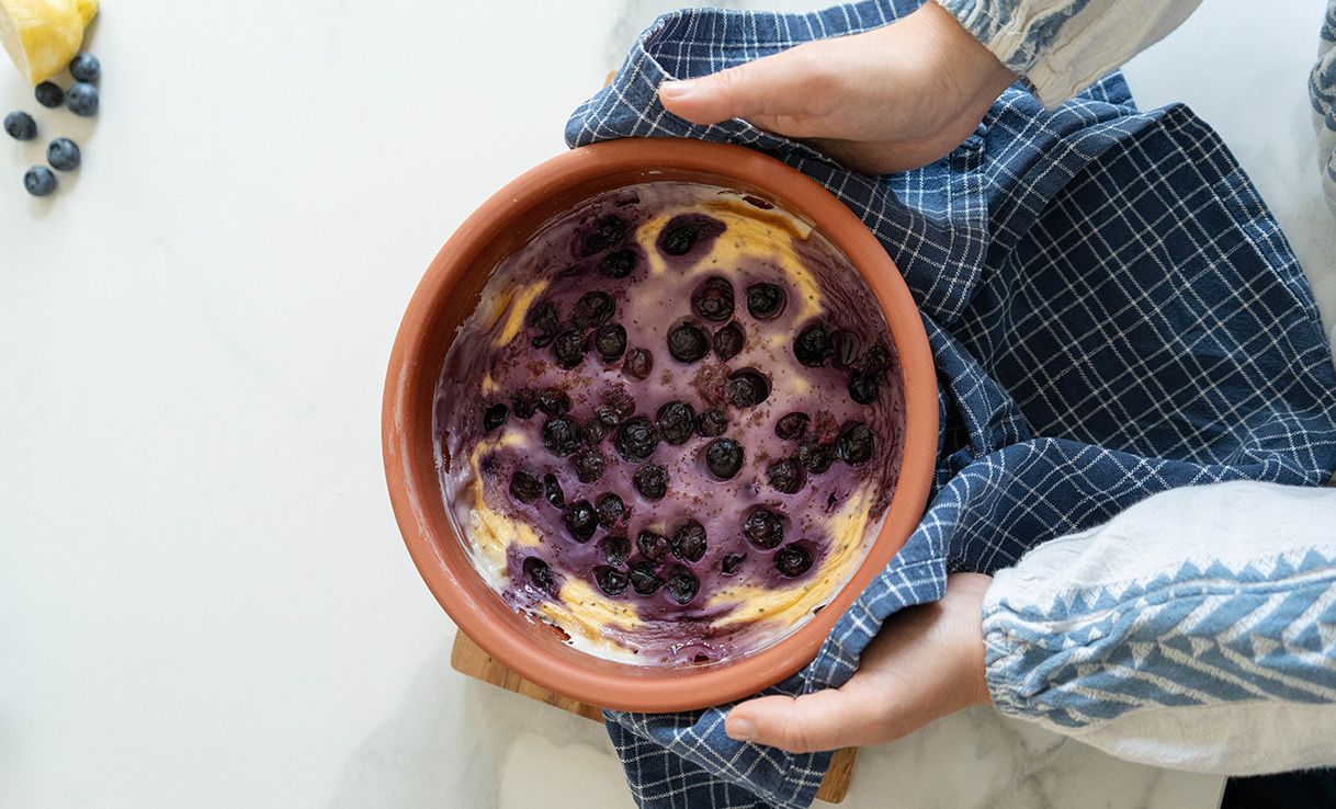 Cremiger Quark-Blaubeer-Auflauf
