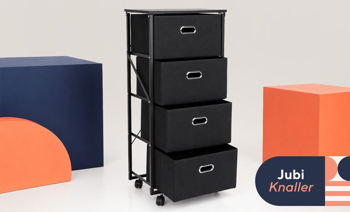 844845 AQURAT Mobiler Regalwagen universell einsetzbar inkl. 4 Stoffboxen je bis 10kg belastbar
