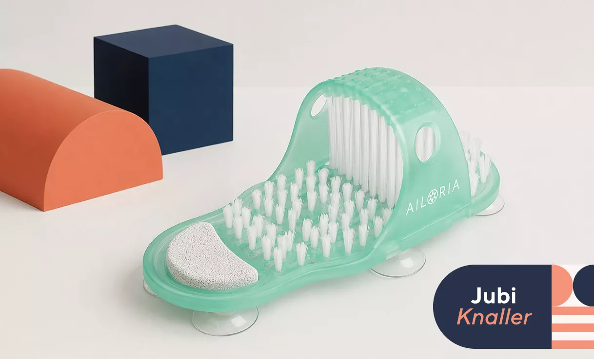 289425 AILORIA Velvet Step Fußbürste mit Saugnapf, Borsten und Bimsstein zur Reinigung & Massage