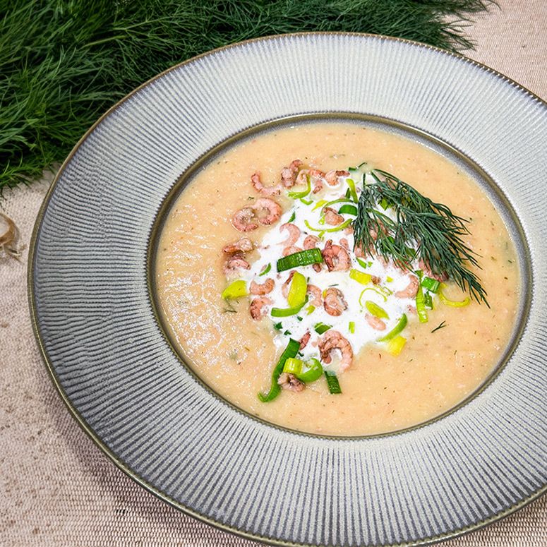 Kartoffelsuppe Holsteiner Art mit Nordseekrabben