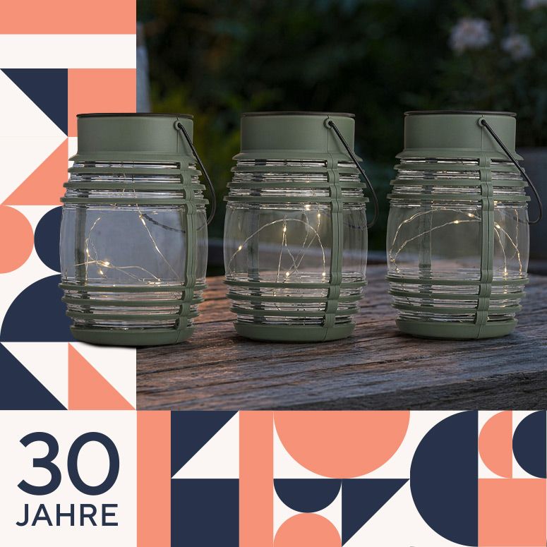783923 LUMIDA Garden 3 Solar-Laternen Draht-Lichterkette Ø 11cm, Höhe 16,5cm