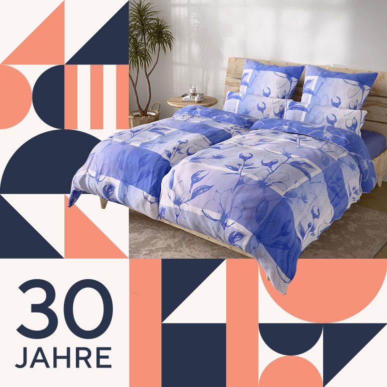 801665 JERYMOOD extra soft Wendebettwäsche Grafik mit Blumen Mikrofaser Jersey Doppelbett, 8tlg.