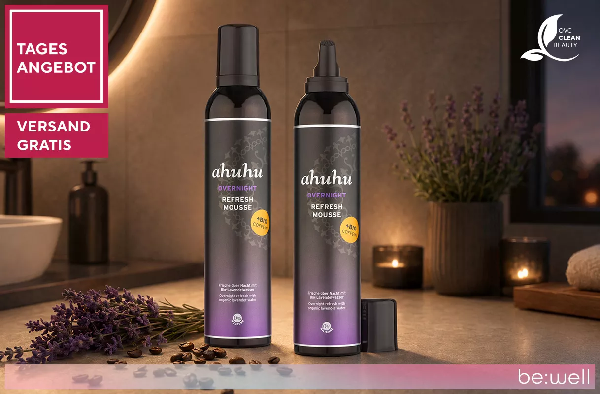 Tagesangebot 278951 ahuhu organic hair care Overnight Refresh Mousse + Bio Coffein, 2 x 300 ml, limited Edition