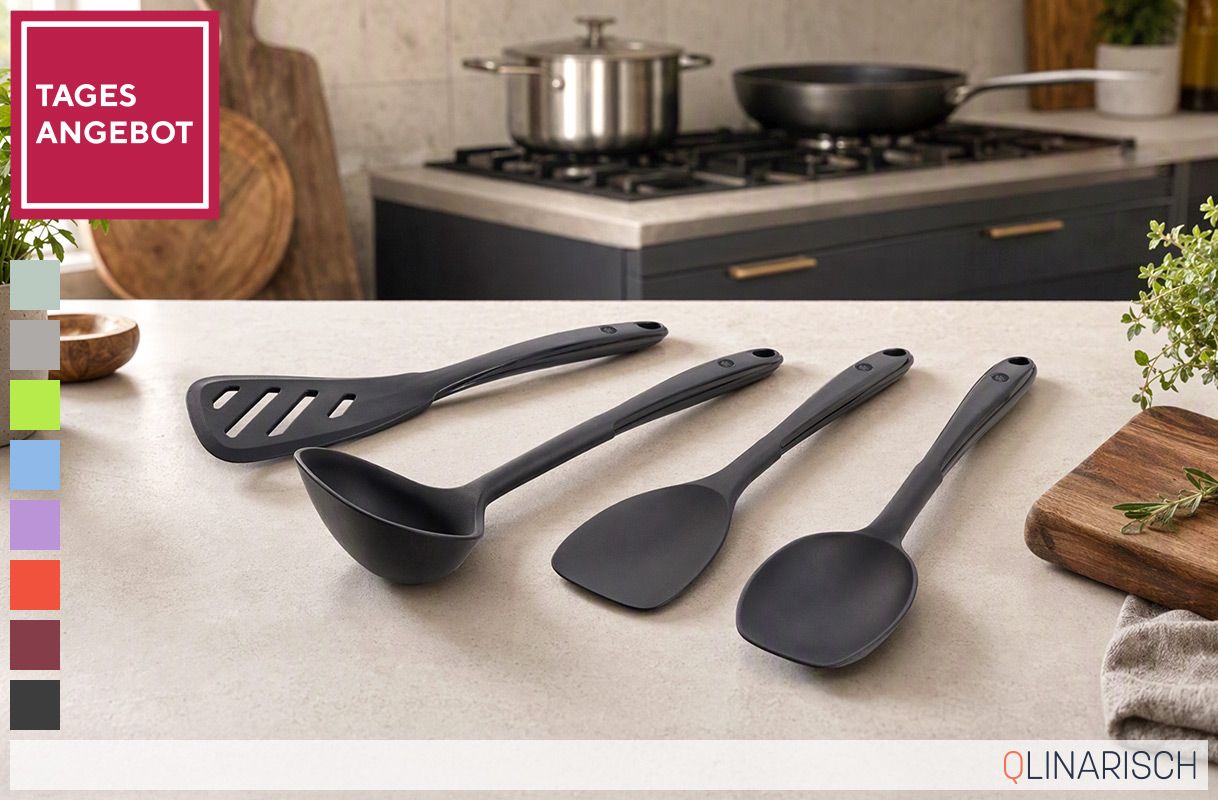 Tagesangebot 887780 KOCHBLUME® Küchenhelfer-Set L Schlitzwender, Flex- & Soßenlöffel & Schöpfkelle, 4 tlg.