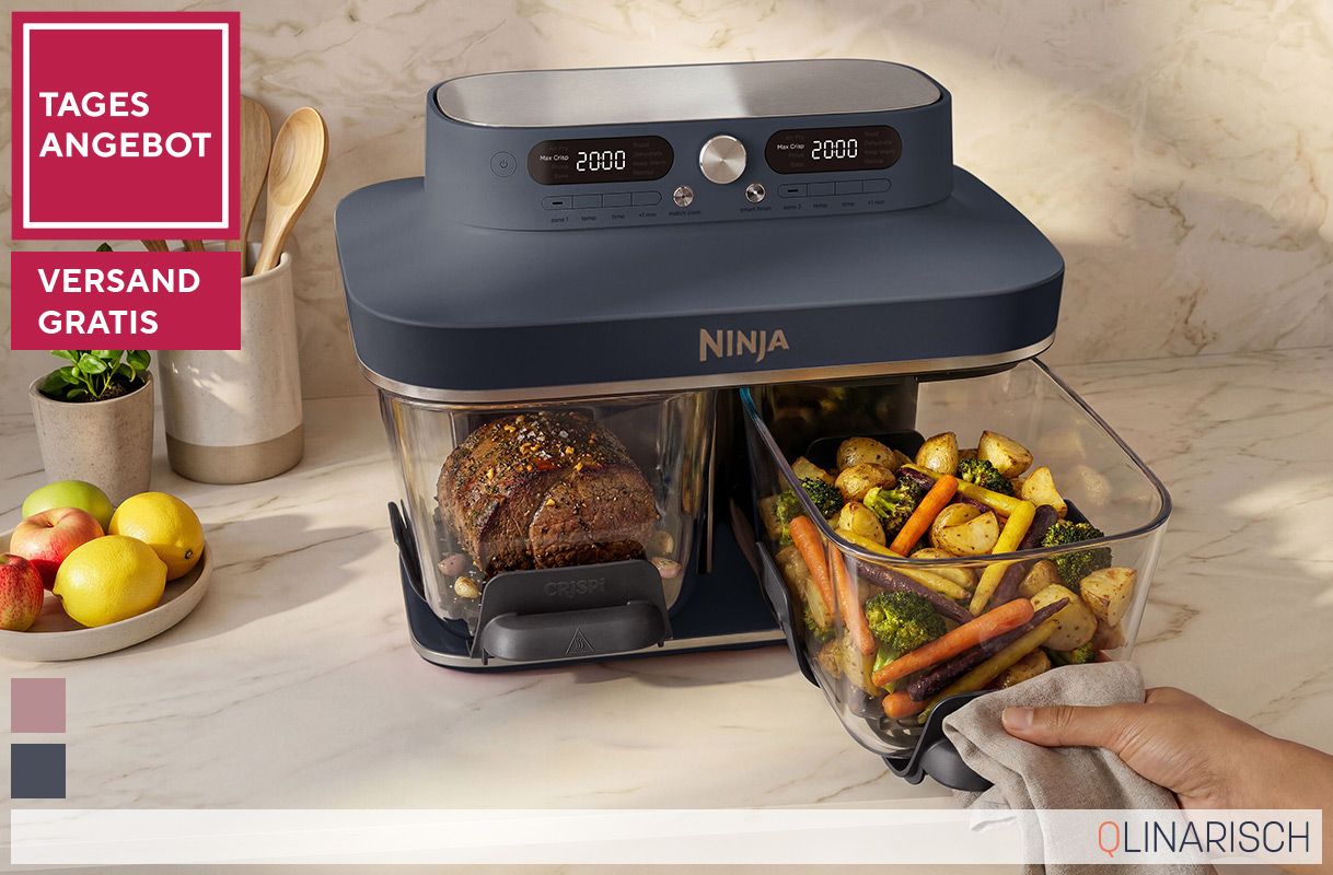 Tagesangebot 887989 NINJA® DD102EU CRISPi Dual Zone, Glas-Fritteuse 8 Programme 7,6L Volumen