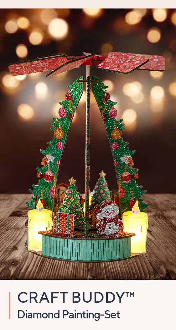 594000 CRAFT BUDDY™ Diamond Painting-Set 3D Weihnachtspyramide ca. 30x19,5x19,5cm mit Batterien, 22tlg.